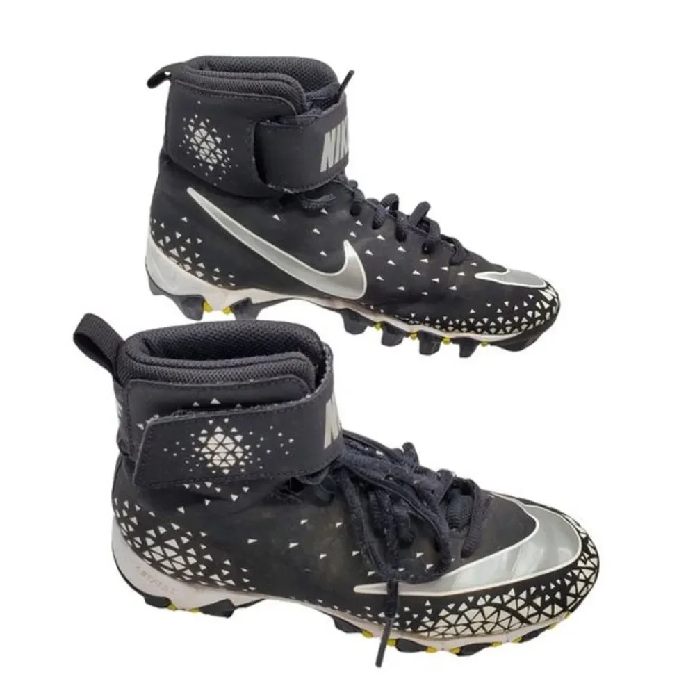 Nike Fast Flex Football Cleats US  4.5Y Black Silver Lace-Up‎ Hook N Eye Closure